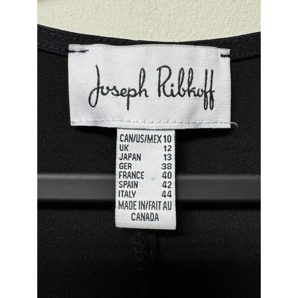 JOSEPH RIBKOFF Black Zip Front Long Sleeve Dress, Sz 10